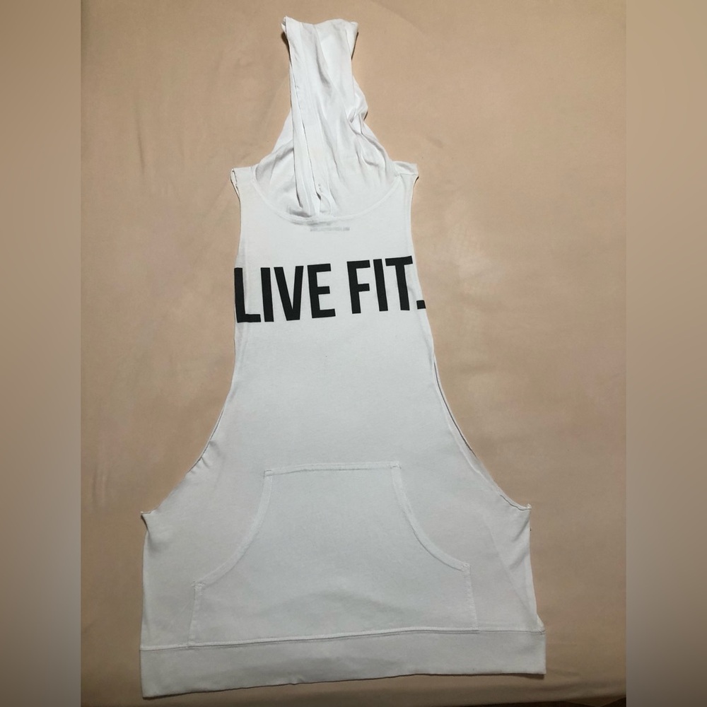Live Fit Apparel “Live Fit” White Sleeveless Hoodie